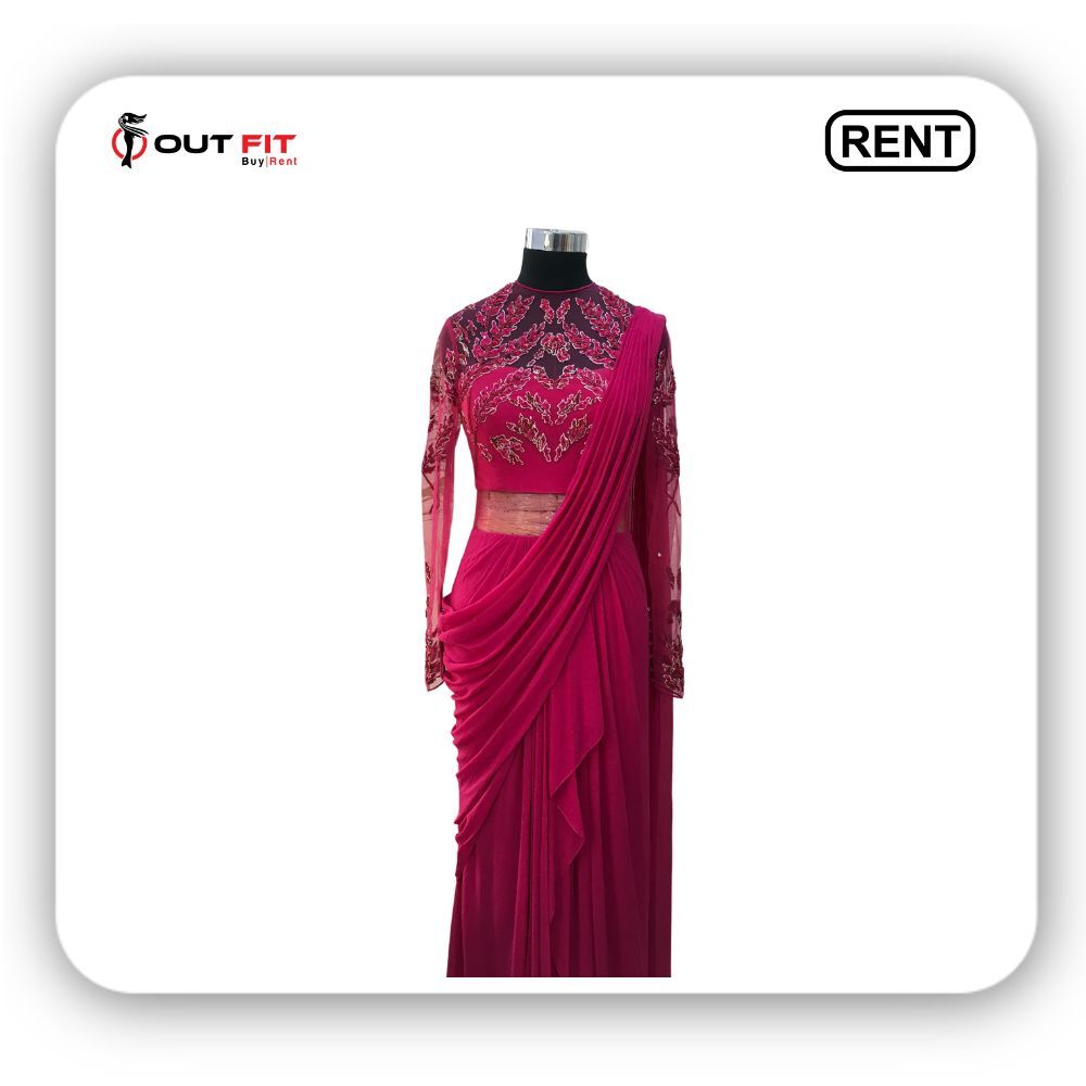 Pink saree gown top